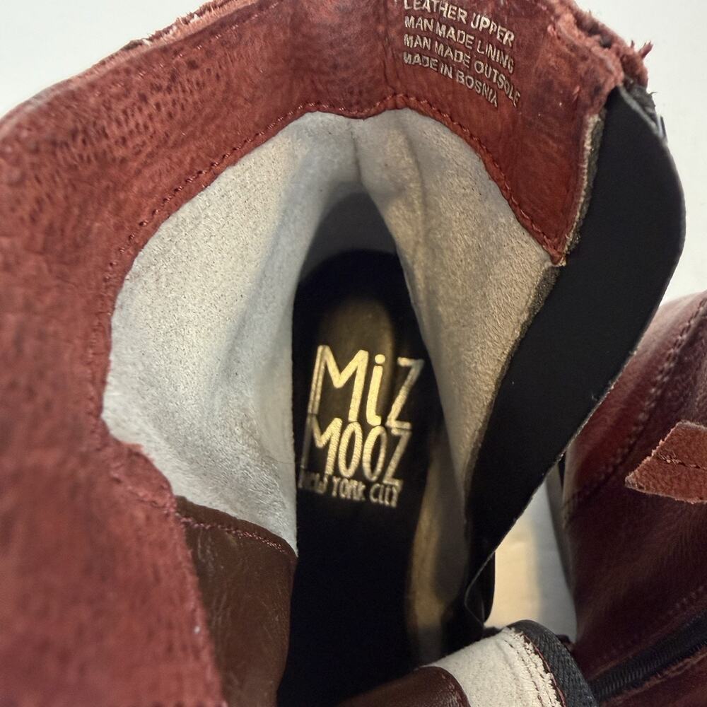 Miz Mooz Biggs Double Buckle Leather Ankle Boots Size EU 36 US 5.5-6 Burgundy - Picture 11 of 12